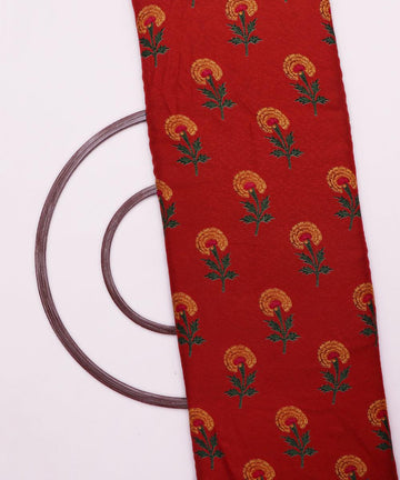 red and mustard floral print rayon fabric